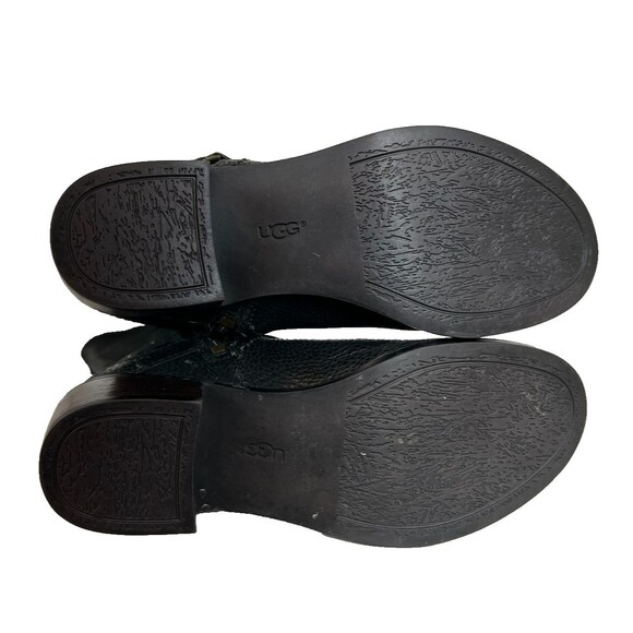 Ugg Australia Women Black Leather Riding Style Fashion Boots Size 5 F29013G - Picture 12 of 12